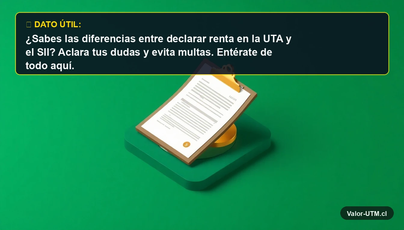 Ilustración 3D minimalista de un documento legal y una moneda de oro, representando la declaración de renta en Chile.
