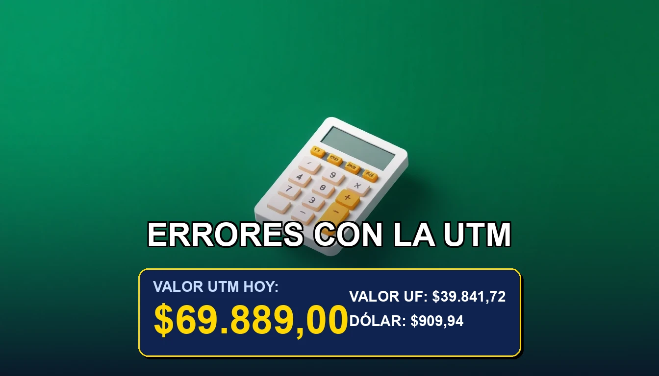 Ilustración minimalista de una calculadora dorada sobre un fondo verde bosque, representando el cálculo correcto de impuestos con la UTM en Chile.