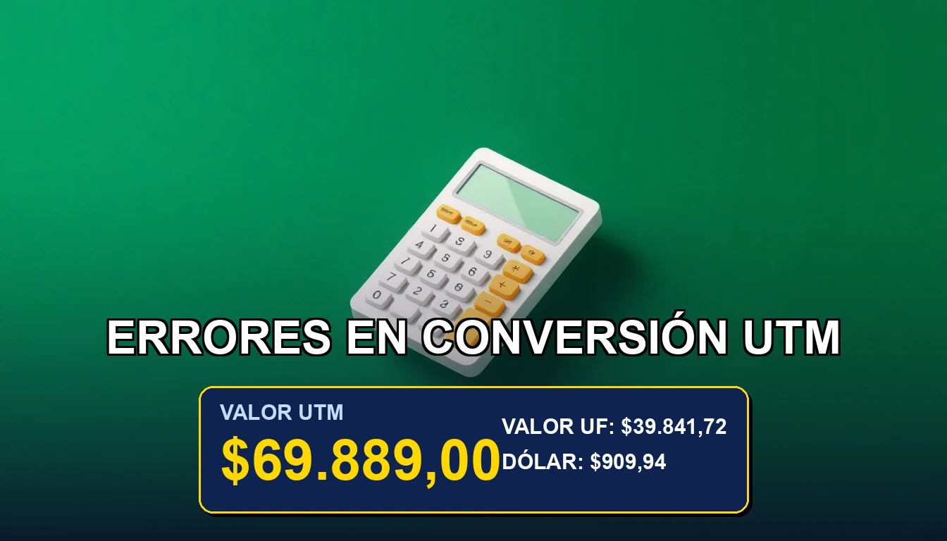Ilustración premium de una calculadora dorada sobre un fondo verde bosque, representando la conversión precisa de UTM a pesos chilenos.
