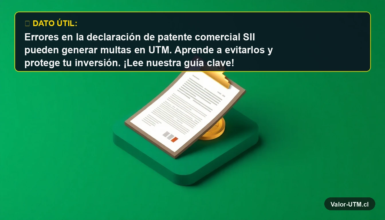 Ilustración 3D de un documento legal y una moneda de oro, representando la declaración de patente comercial ante el SII.