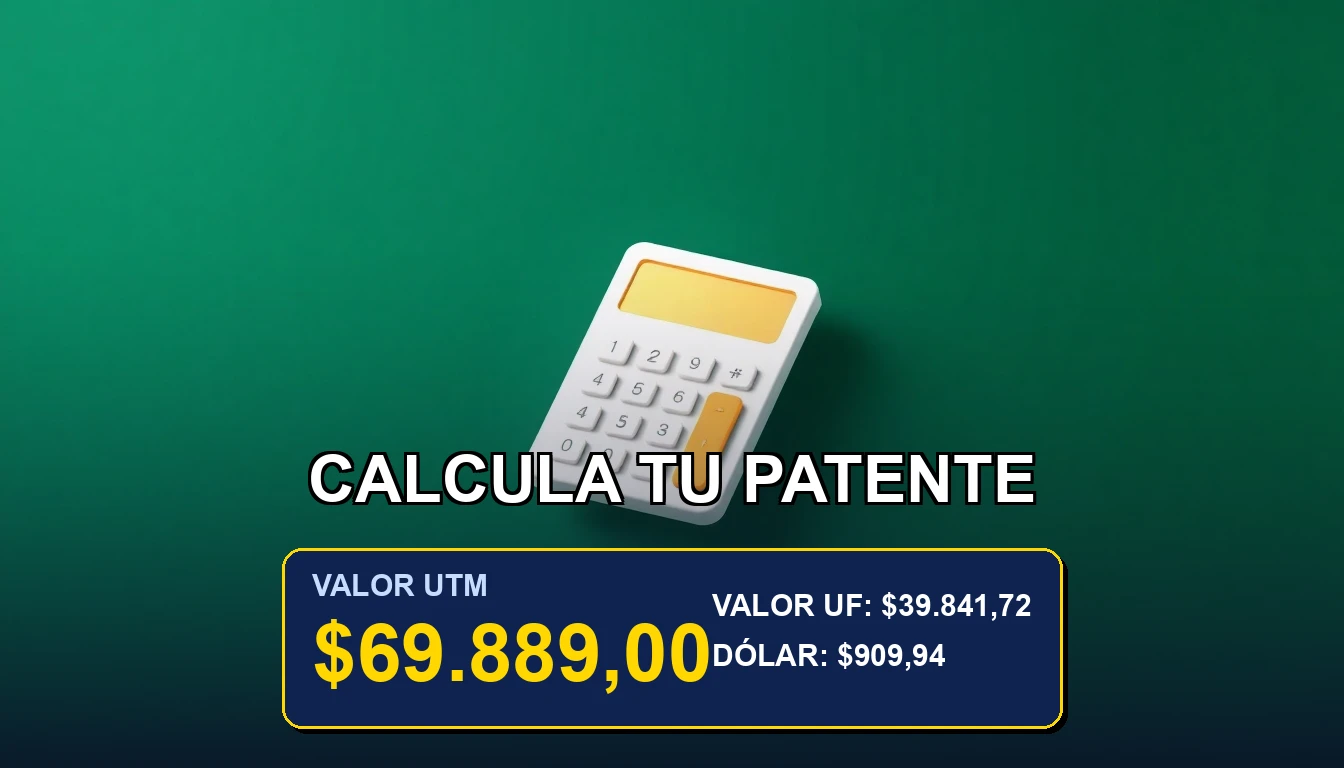 Plantilla Excel para calcular el pago de la patente comercial utilizando el valor de la UTM en Chile.